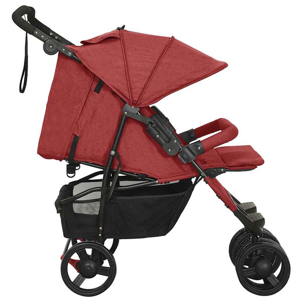 vidaXL Twin Stroller Red Steel