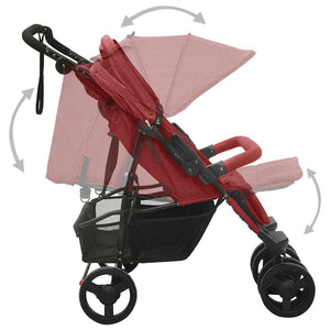 vidaXL Twin Stroller Red Steel