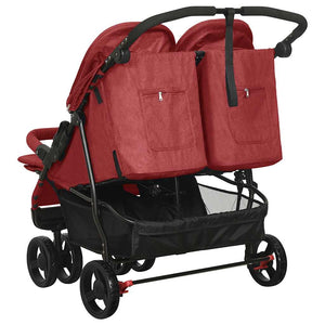 vidaXL Twin Stroller Red Steel