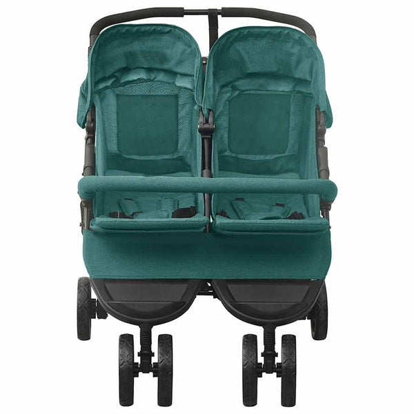 vidaXL Tandem Stroller Green Steel