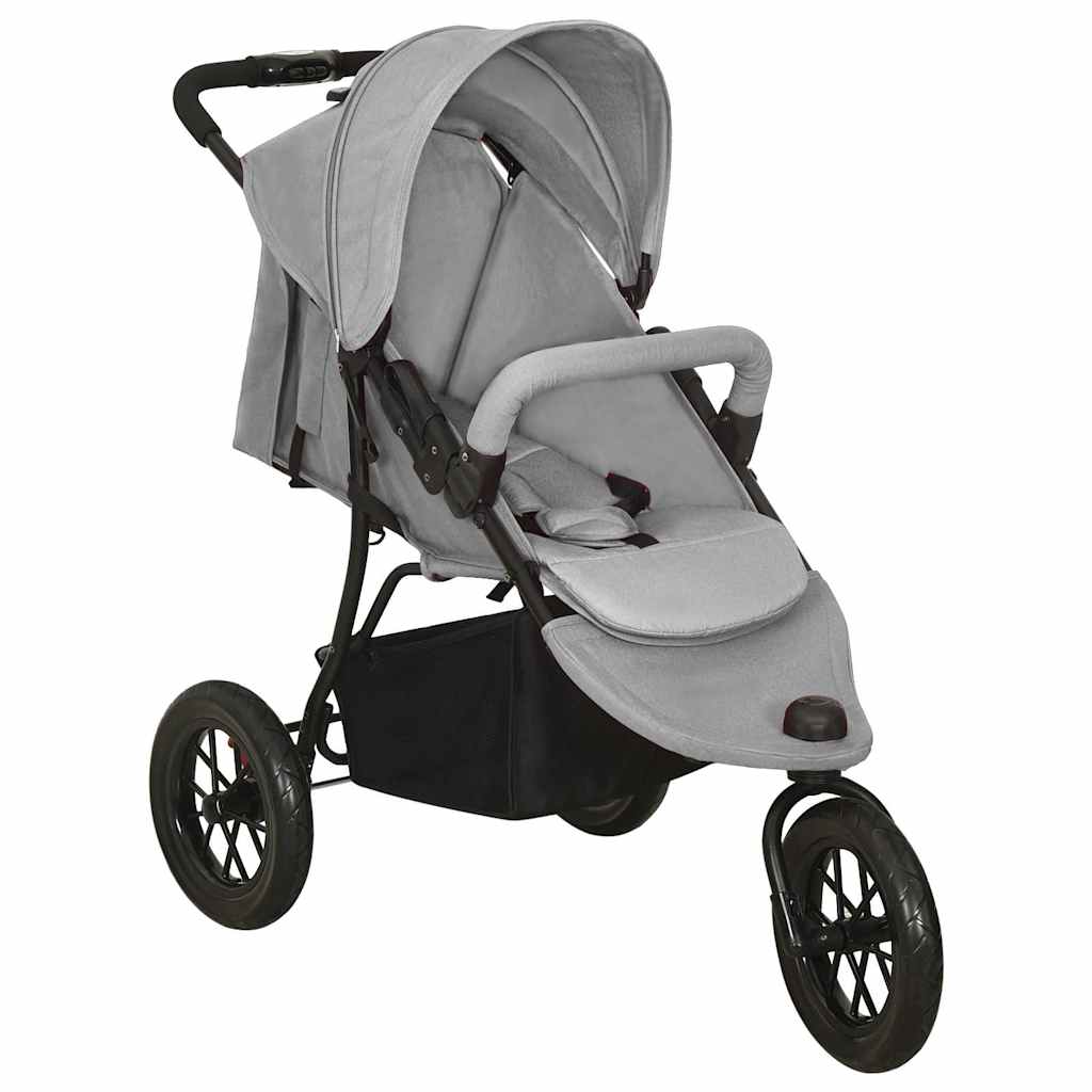 vidaXL Baby Stroller Light Grey Steel