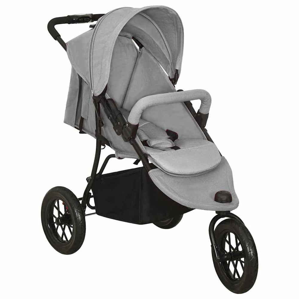 vidaXL Baby Stroller Light Grey Steel