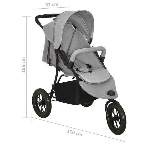 vidaXL Baby Stroller Light Grey Steel