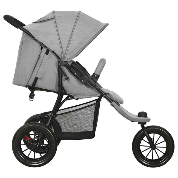 vidaXL Baby Stroller Light Grey Steel