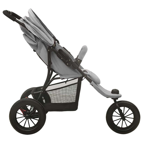 vidaXL Baby Stroller Light Grey Steel