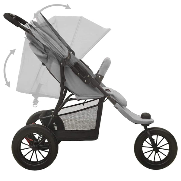 vidaXL Baby Stroller Light Grey Steel