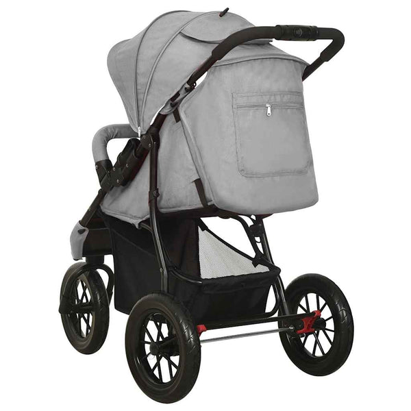 vidaXL Baby Stroller Light Grey Steel