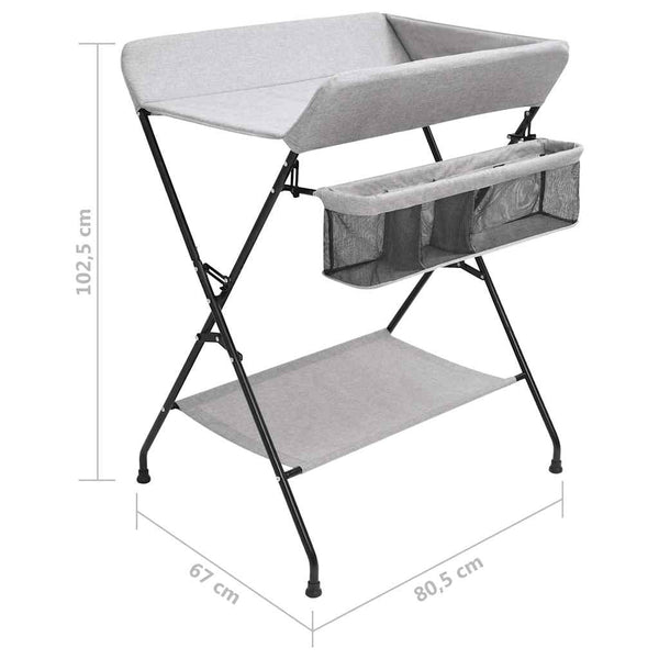 vidaXL Changing Table Light Gray Iron