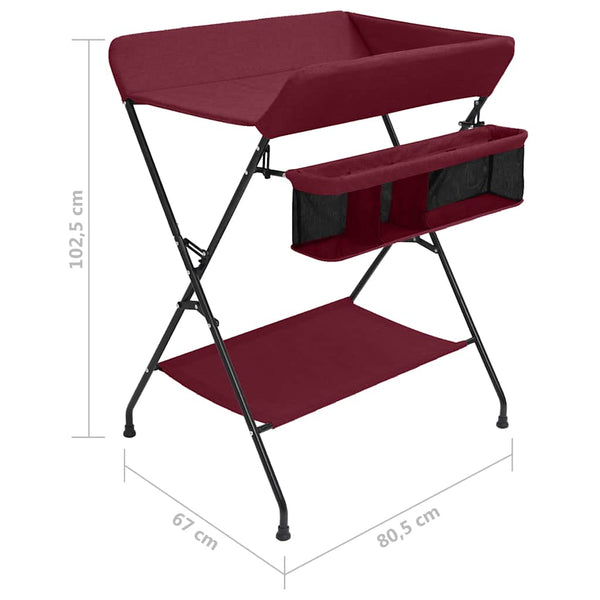 vidaXL Changing Table Red Iron