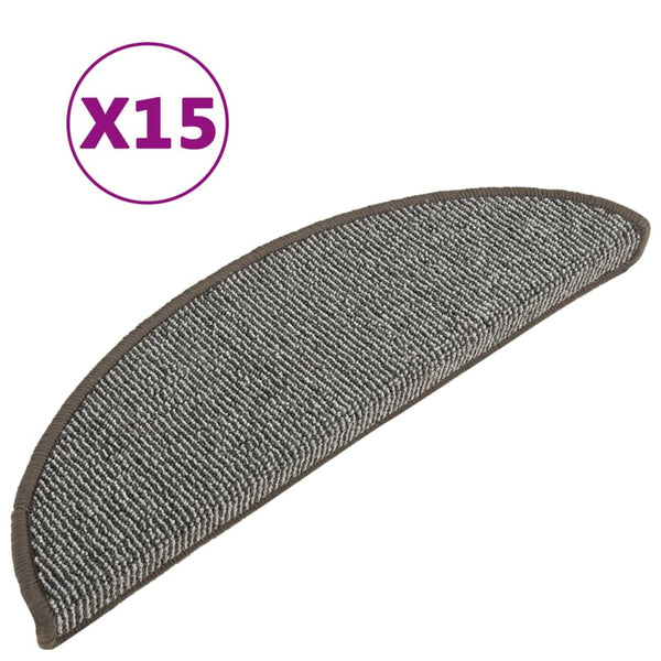 vidaXL Stair Mats 15 pcs. 56x17x3 cm Grey Semi-circular