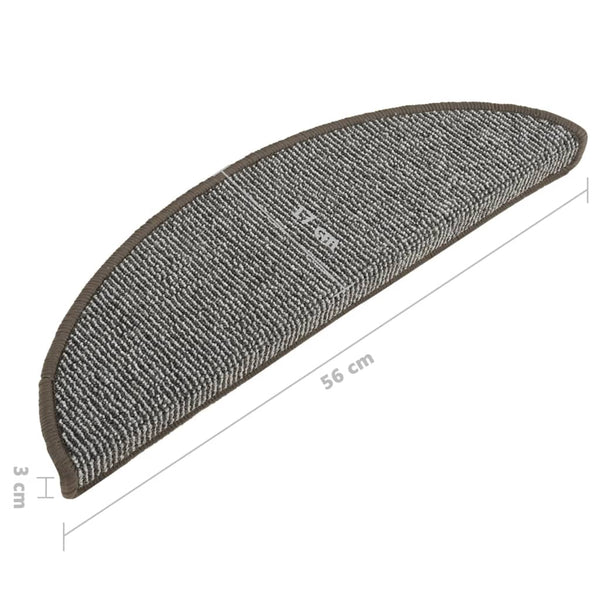 vidaXL Stair Mats 15 pcs. 56x17x3 cm Grey Semi-circular