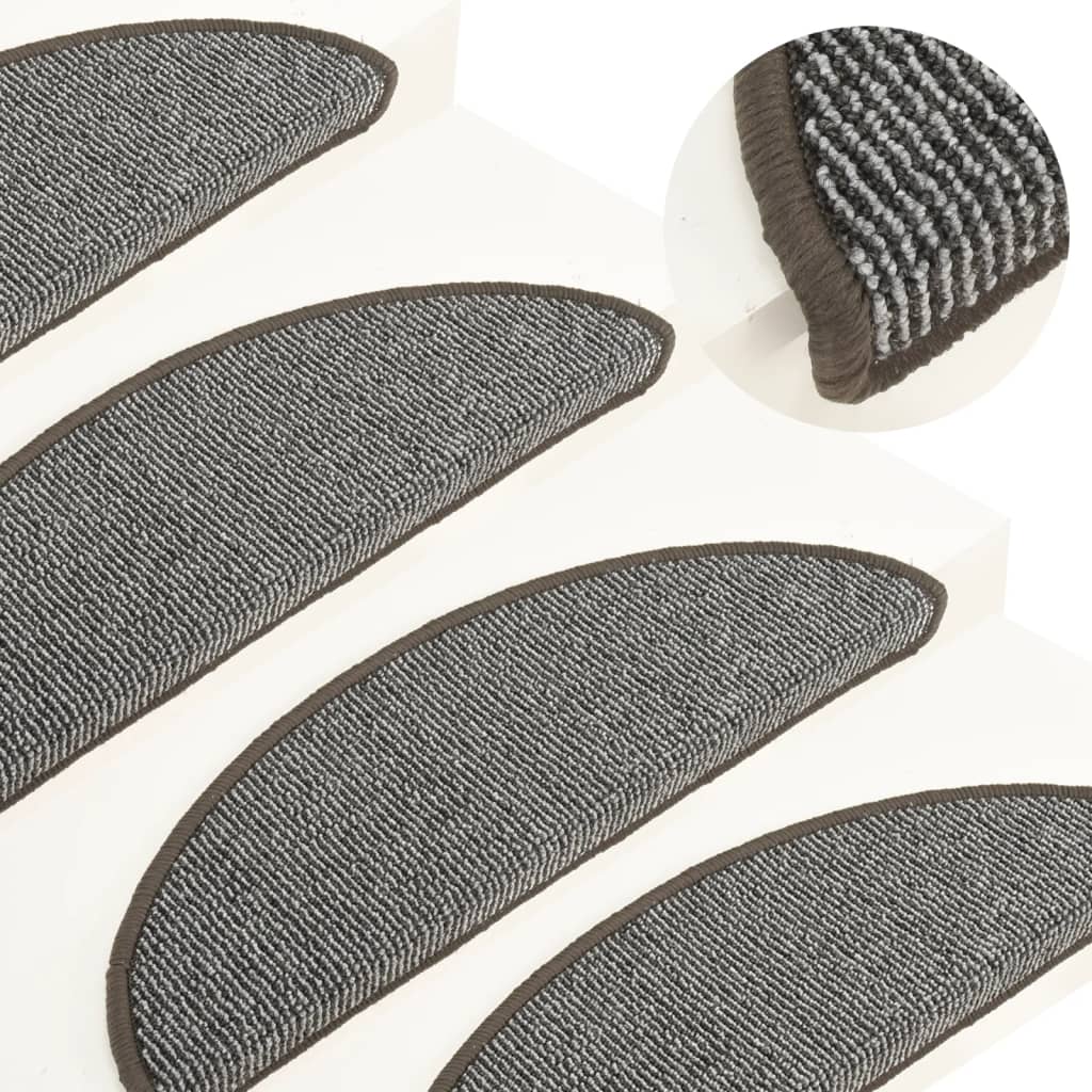 vidaXL Stair Mats 15 pcs. 56x17x3 cm Grey Semi-circular