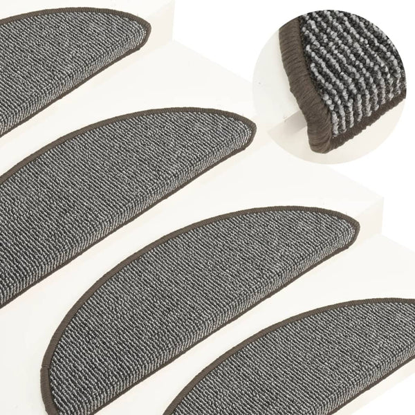 vidaXL Stair Mats 15 pcs. 56x17x3 cm Grey Semi-circular