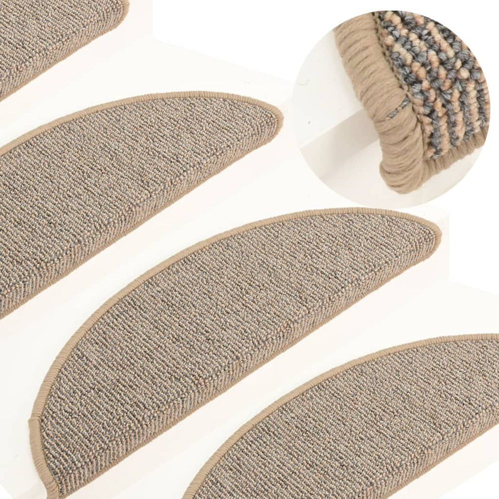 vidaXL Stair Mats 15 pcs. 56x17x3 cm Brown Semi-circular