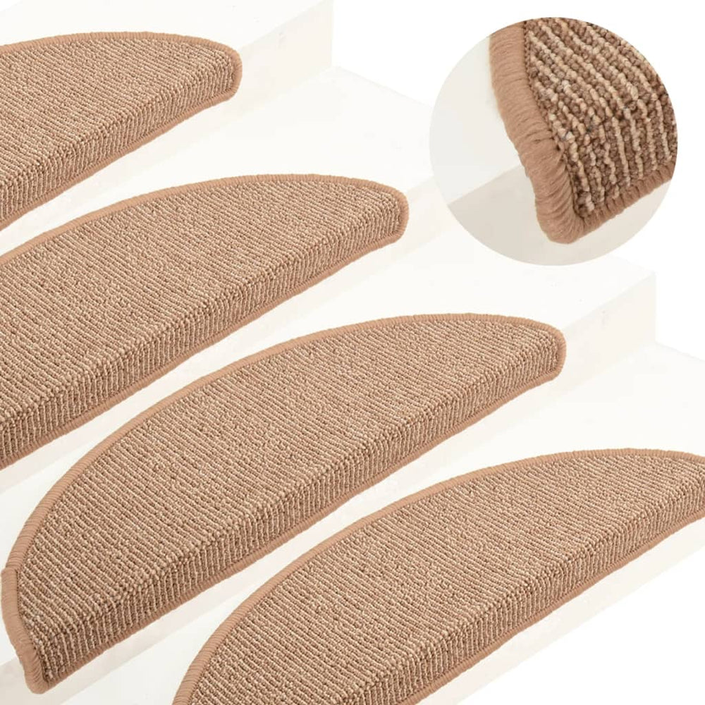 vidaXL Stair Mats 15 pcs. 56x17x3 cm Light Brown Semi-Circular