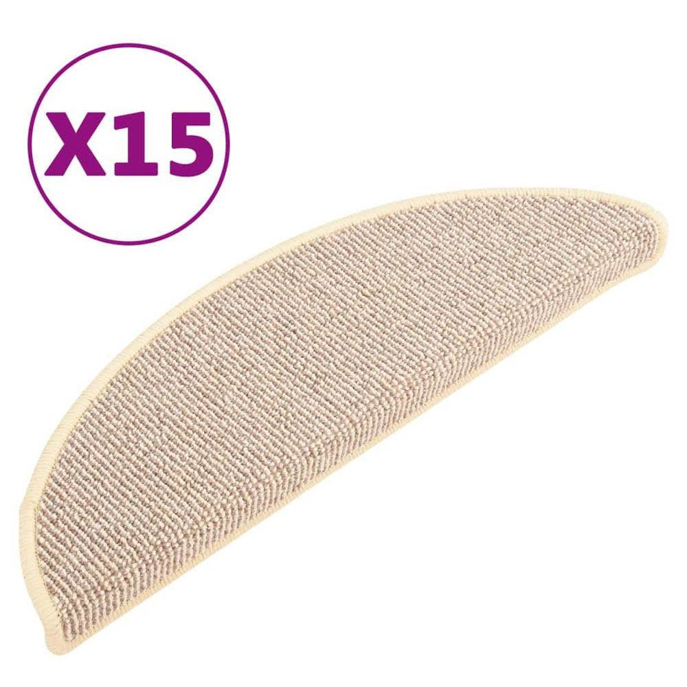 vidaXL Stair Mats 15 pcs. 56x17x3 cm White and Brown Semi-circular