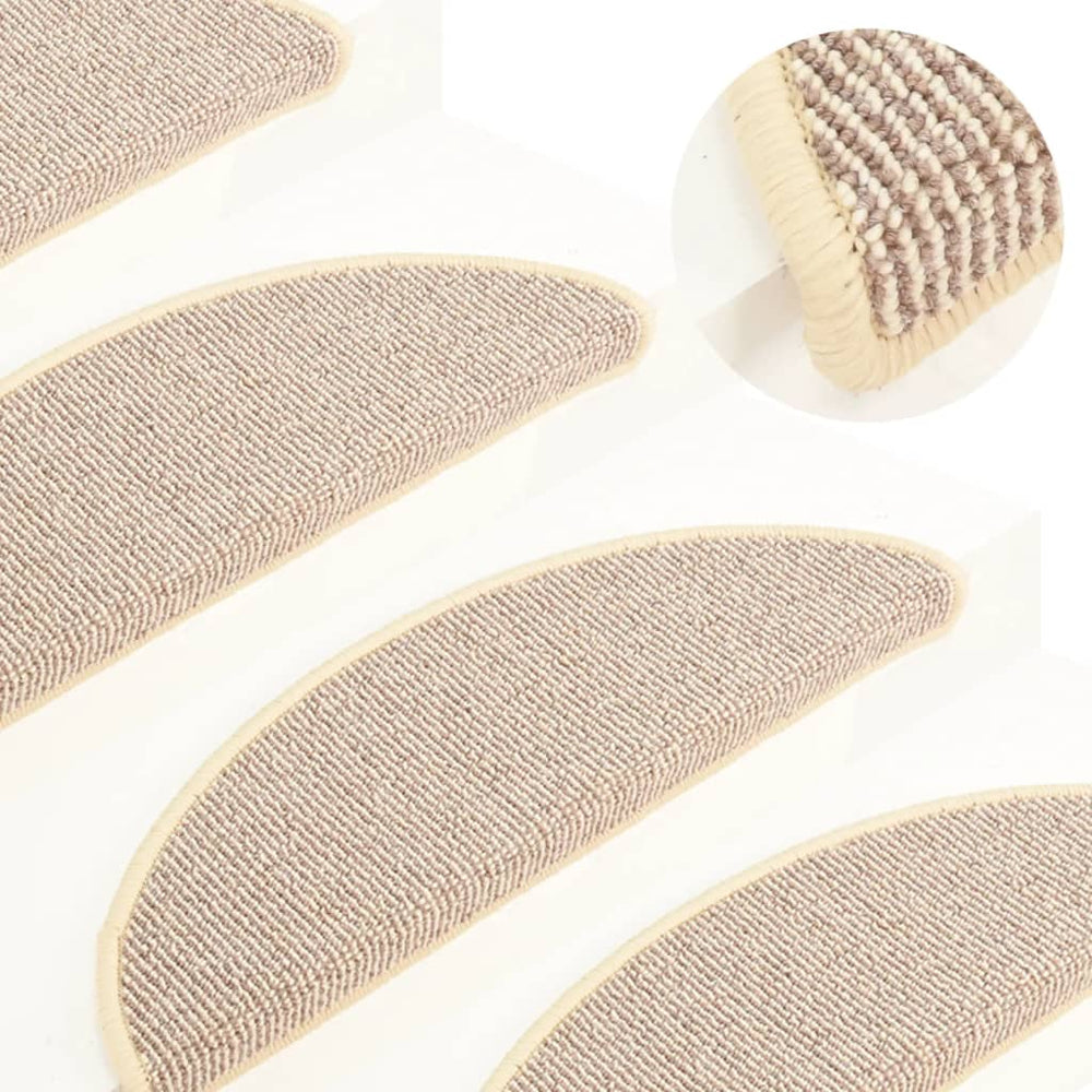 vidaXL Stair Mats 15 pcs. 56x17x3 cm White and Brown Semi-circular