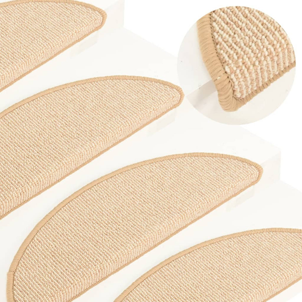 vidaXL Stair Mats 15 pcs. 56x17x3 cm Cream Half Round