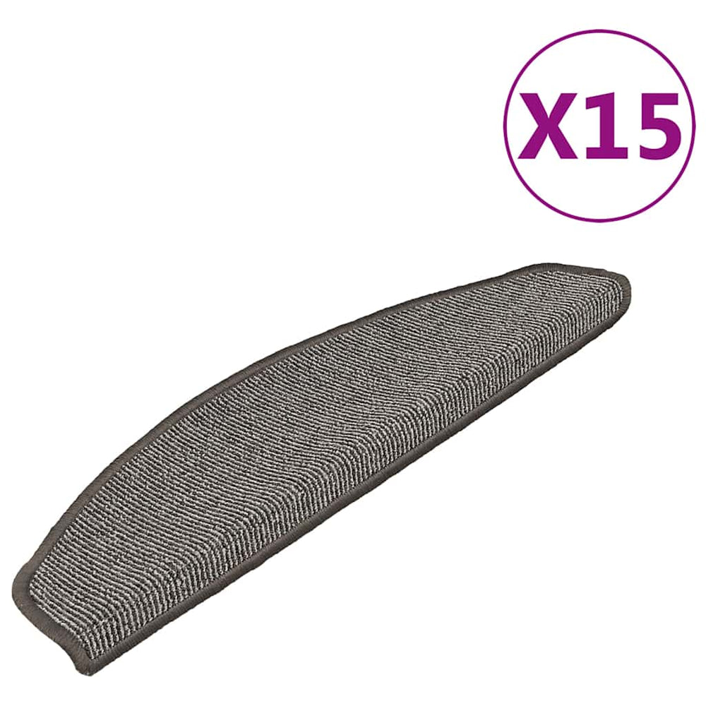 vidaXL Stair Mats 15 pcs. 65x21x4 cm Grey Semicircle Large