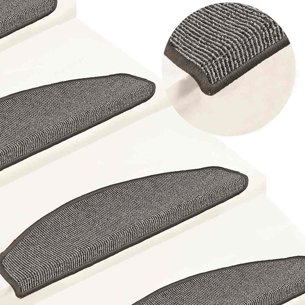 vidaXL Stair Mats 15 pcs. 65x21x4 cm Grey Semicircle Large