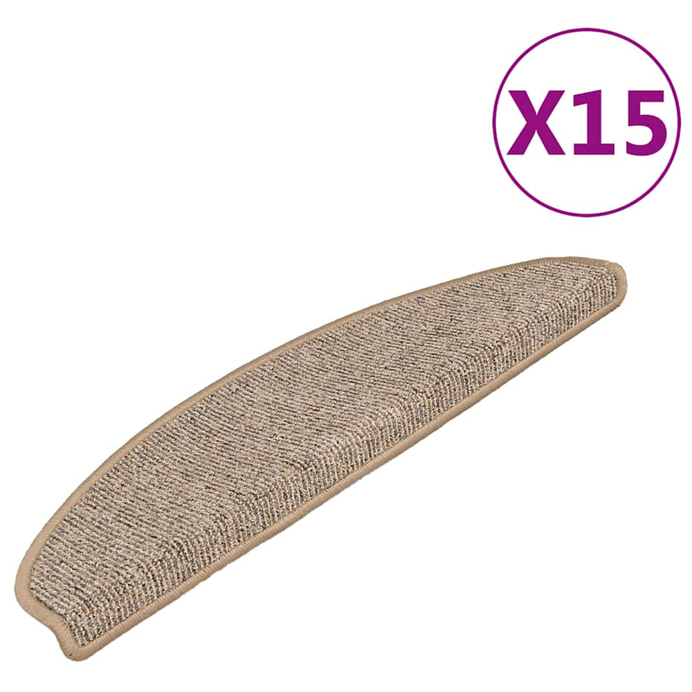 vidaXL Stair Mats 15 pcs. 65x21x4 cm Brown Half-Round Large