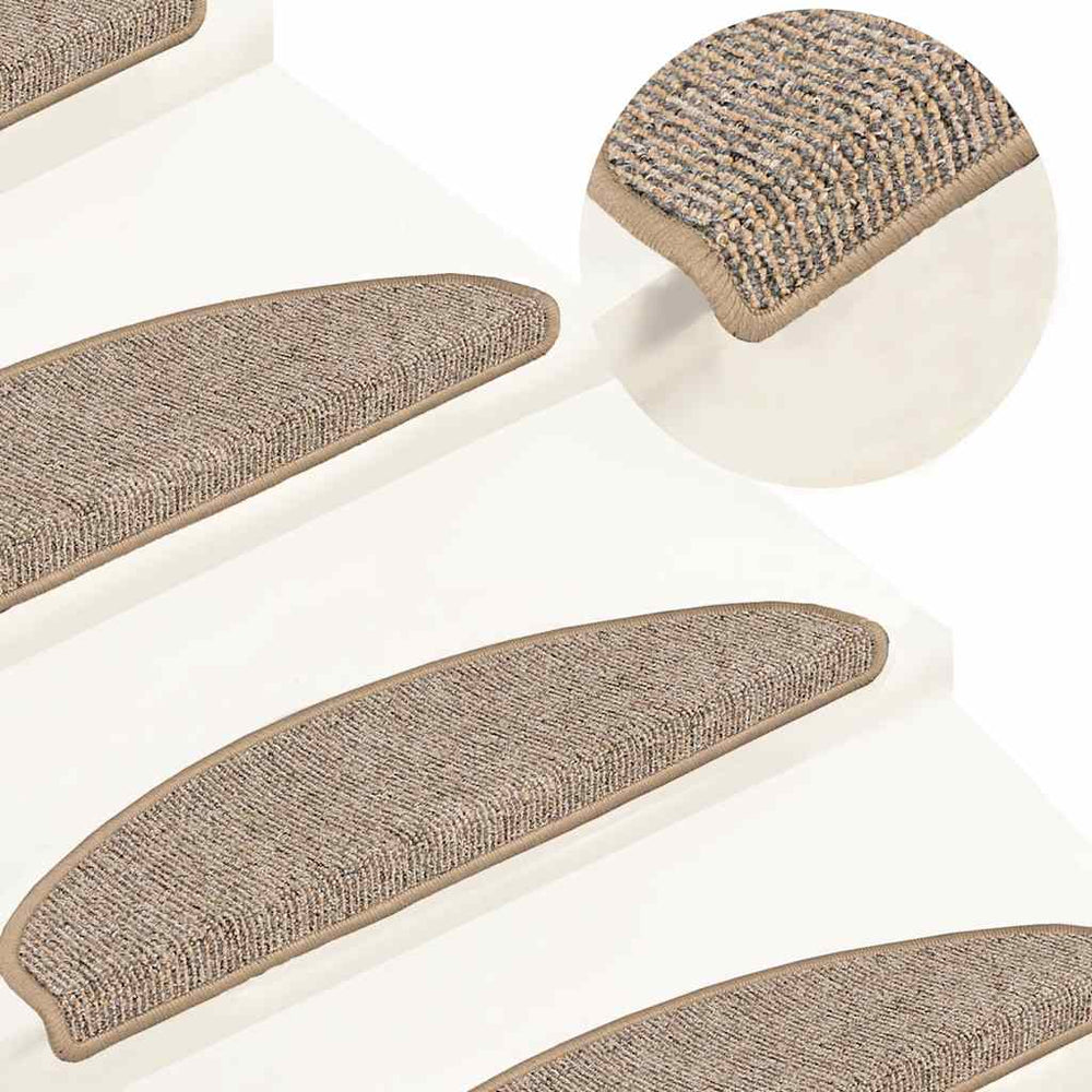 vidaXL Stair Mats 15 pcs. 65x21x4 cm Brown Half-Round Large