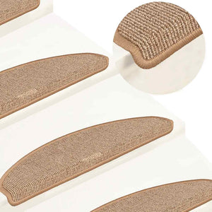 vidaXL Stair Mats 15 pcs. 65x21x4 cm Light Brown Semi-Circular Large