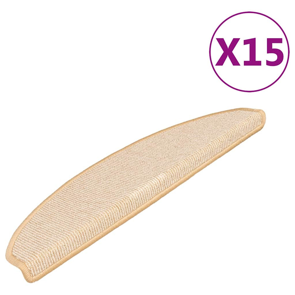 vidaXL Stair Mats 15 pcs. 65x21x4 cm Cream Semi-circular Large
