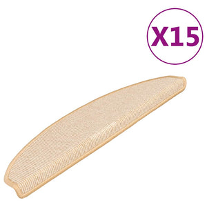 vidaXL Stair Mats 15 pcs. 65x21x4 cm Cream Semi-circular Large