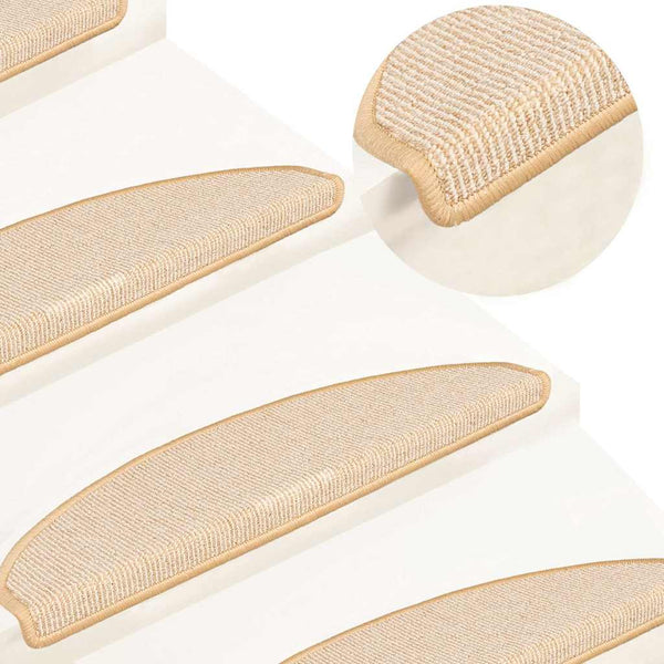 vidaXL Stair Mats 15 pcs. 65x21x4 cm Cream Semi-circular Large