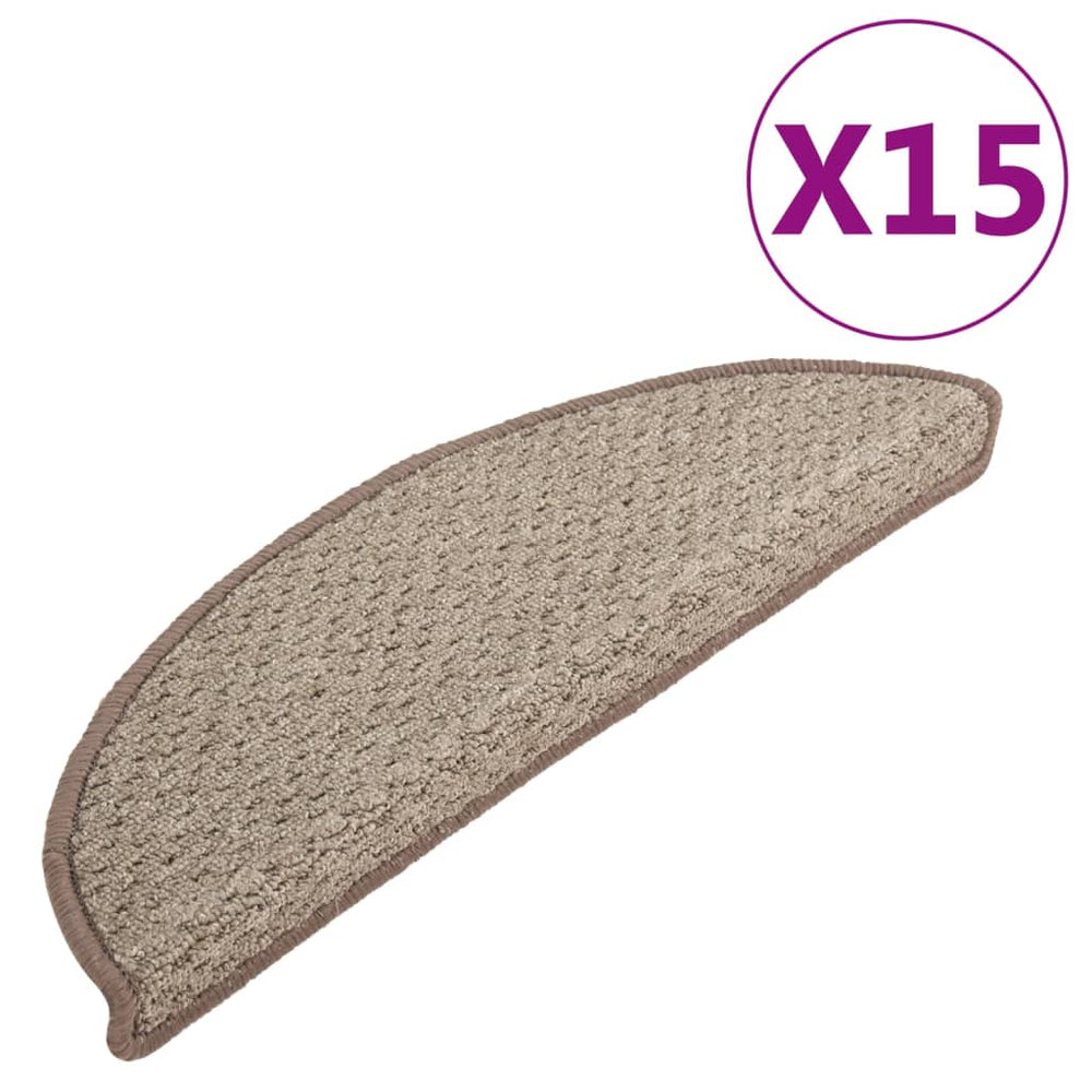 vidaXL Stair Mats 15 pcs. Brown 65x21x4 cm