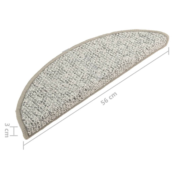 vidaXL Stair Mats 15 pcs. Light Gray 56x17x3 cm
