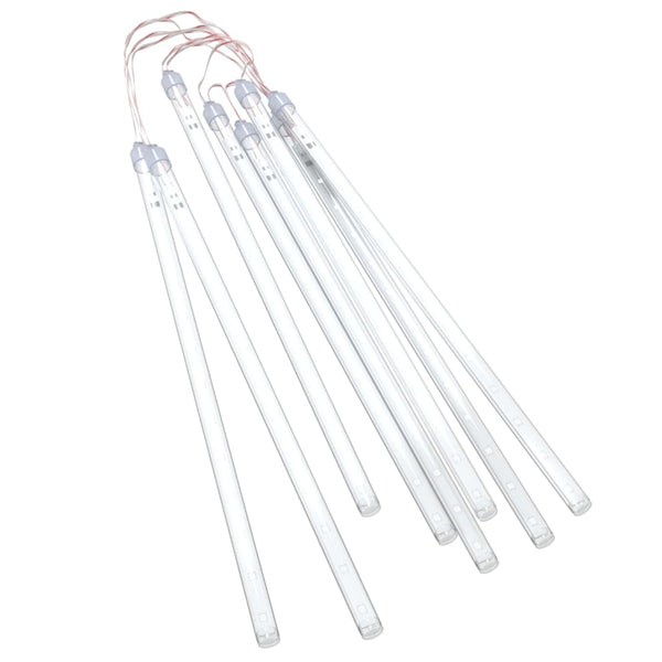 vidaXL 8-Piece LED Meteor Shower Lights, 30 cm, Cool White, 192 LEDs