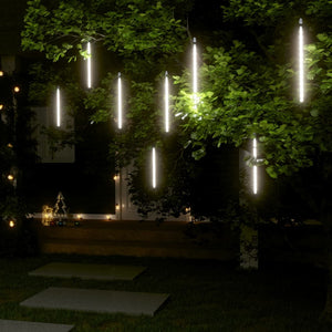vidaXL 8-Piece LED Meteor Shower Lights, 30 cm, Cool White, 192 LEDs