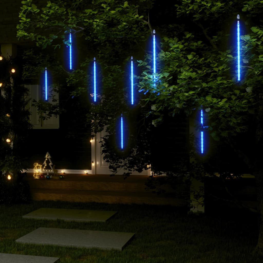 vidaXL LED Meteor Shower Lights 8 Pcs. 30 cm Blue 192 LEDs