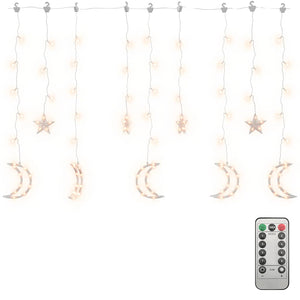 vidaXL String Lights Star and Moon Remote Control 138 LEDs Warm White
