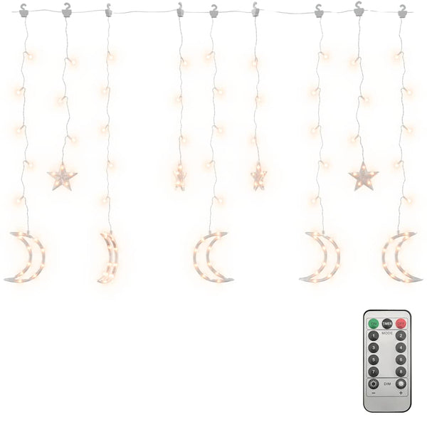 vidaXL String Lights Star and Moon Remote Control 138 LEDs Warm White