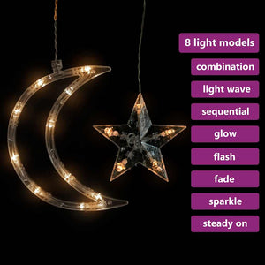 vidaXL String Lights Star and Moon Remote Control 138 LEDs Warm White