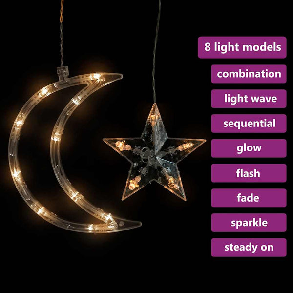 vidaXL String Lights Star and Moon Remote Control 138 LEDs Warm White