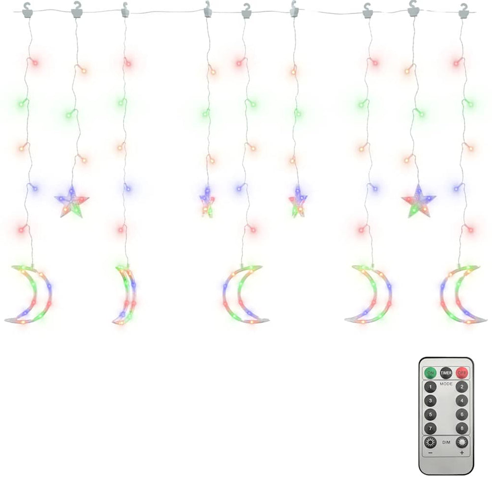 vidaXL String Lights Star and Moon Remote Control 138 LED Multicolored
