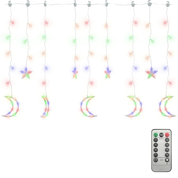 vidaXL String Lights Star and Moon Remote Control 138 LED Multicolored