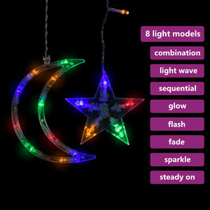 vidaXL String Lights Star and Moon Remote Control 138 LED Multicolored