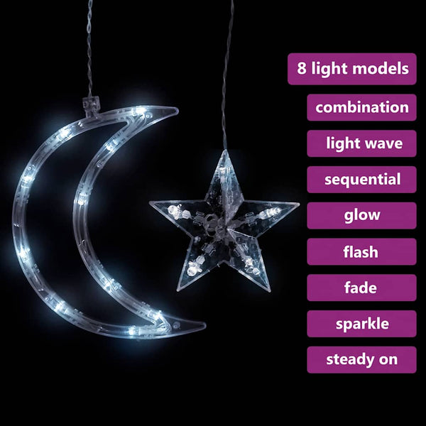 vidaXL String Lights Star and Moon Remote Control 345 LED Cool White