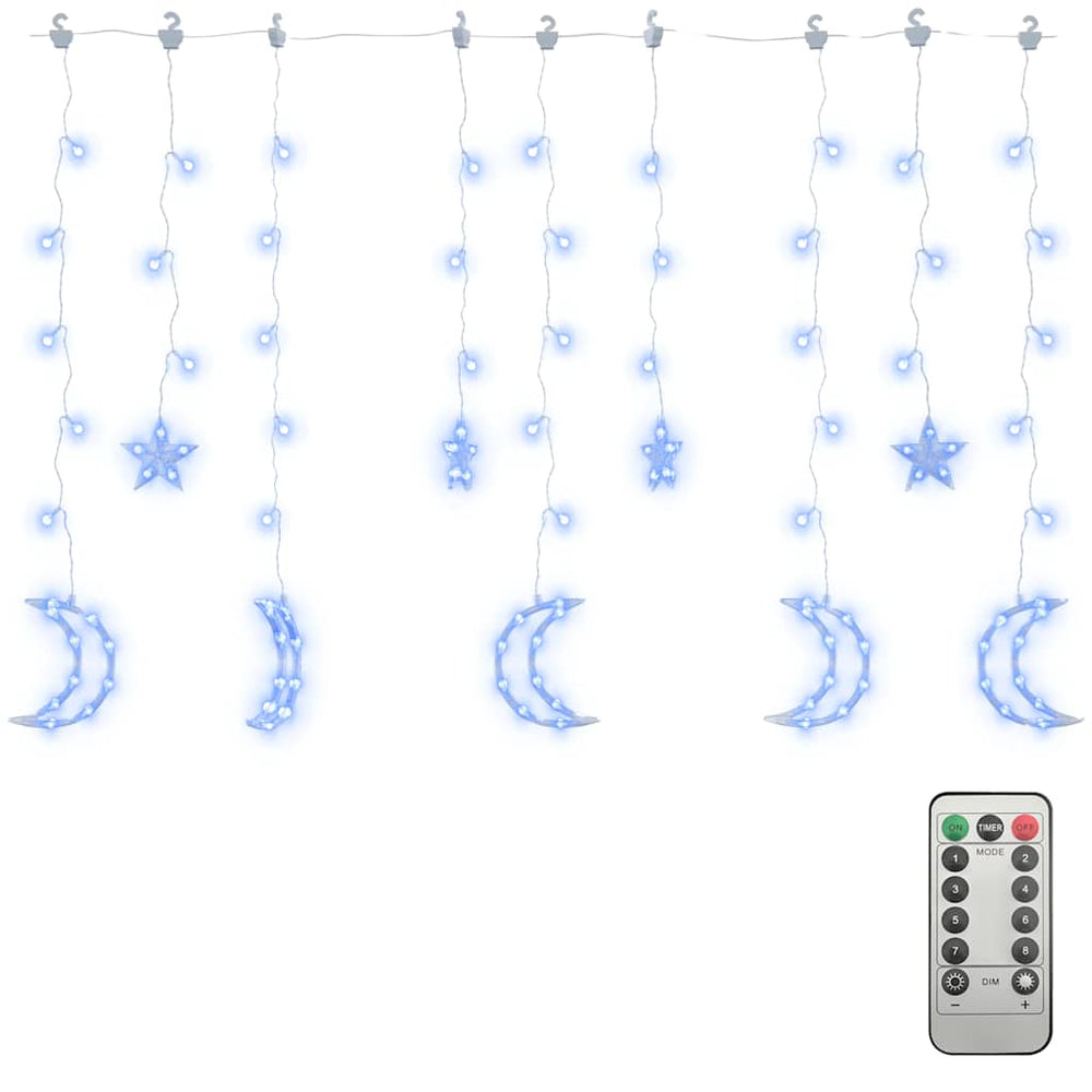 vidaXL Star and Moon String Lights Remote Control 345 LED Blue