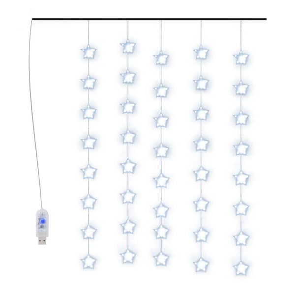 vidaXL LED Star Curtain String Lights 200 LED Blue 8 Functions