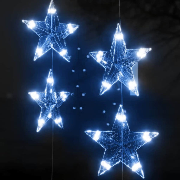 vidaXL LED Star Curtain String Lights 200 LED Blue 8 Functions