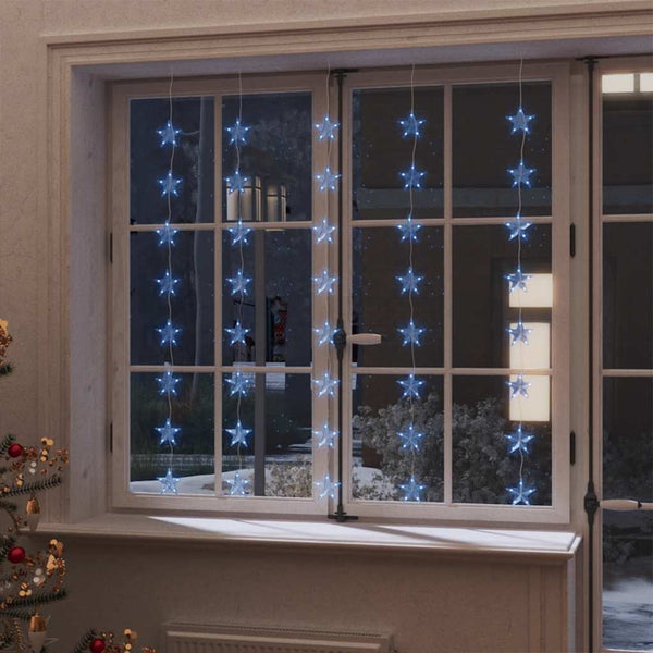 vidaXL LED Star Curtain String Lights 200 LED Blue 8 Functions