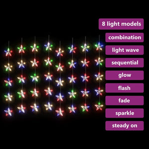 vidaXL LED Star Curtain Light Chain 200 LED Multicolor 8 Functions