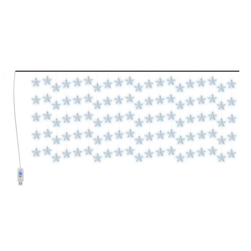 vidaXL LED Star Curtain Light Chain 500 LED Cold White 8 Functions