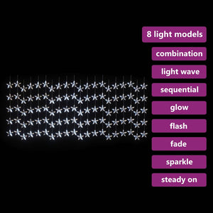 vidaXL LED Star Curtain Light Chain 500 LED Cold White 8 Functions